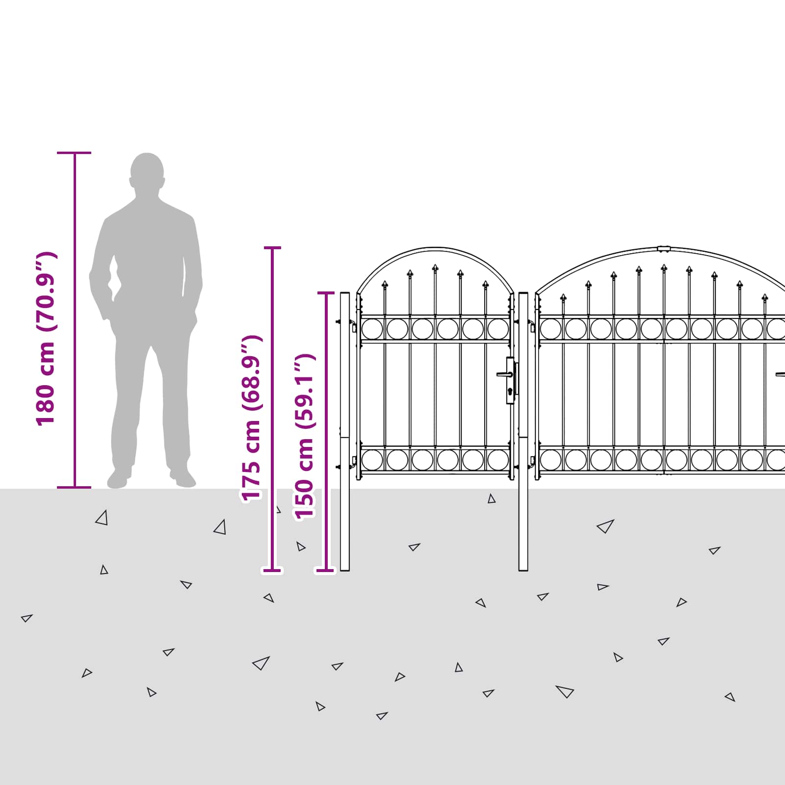 Cancello da Giardino ASSEN con Parte Superiore Arcuata 400x175 cm