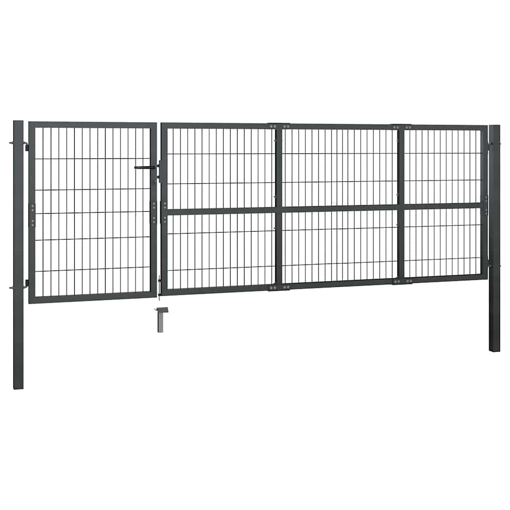 Cancello da Giardino in Acciaio 350x100 cm Antracite con Pali
