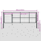 Cancello da Giardino in Acciaio 350x100 cm Antracite con Pali