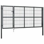 Cancello da Giardino con Pali in Acciaio 350x120 cm Antracite