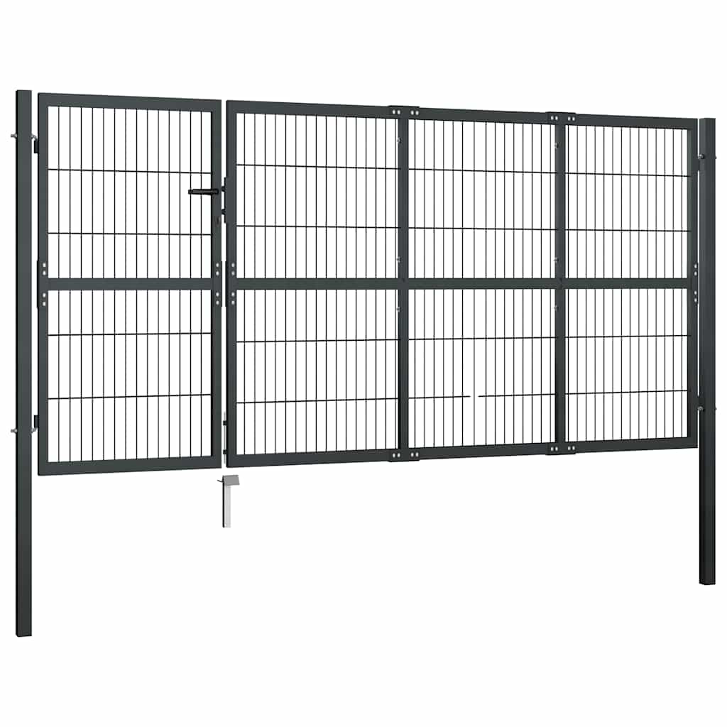 Cancello da Giardino con Pali in Acciaio 350x120 cm Antracite