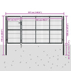 Cancello da Giardino con Pali in Acciaio 350x120 cm Antracite