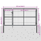 Cancello di Recinzione con Pali in Acciaio 350x140 cm Antracite