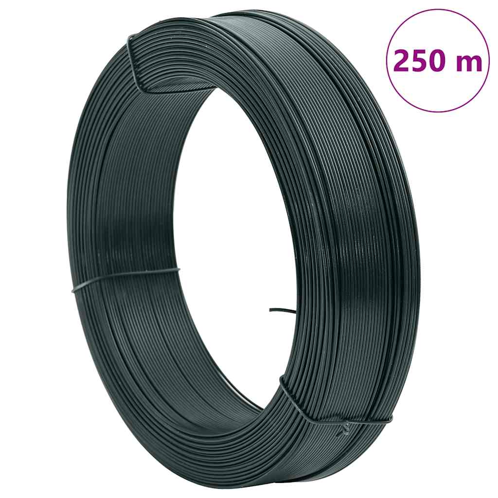 Filo per Recinzioni 250m 0,9/1,4 mm Acciaio Zincato Rivestimento PVC Verde