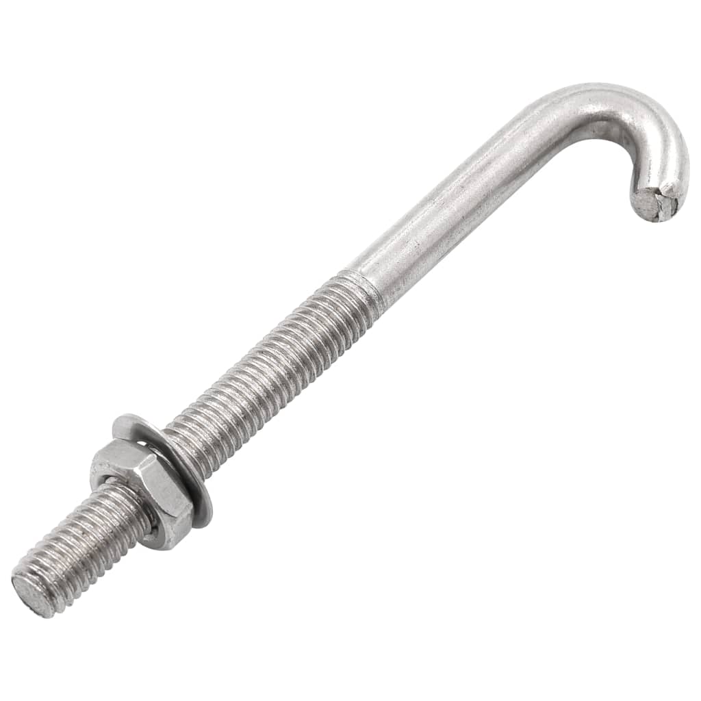 Bulloni di Ancoraggio a J M8x100 mm con Dado e Rondella - 25 Set