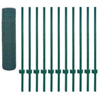 Rete per Recinzione con Pali in Acciaio 25x0,5 m Verde