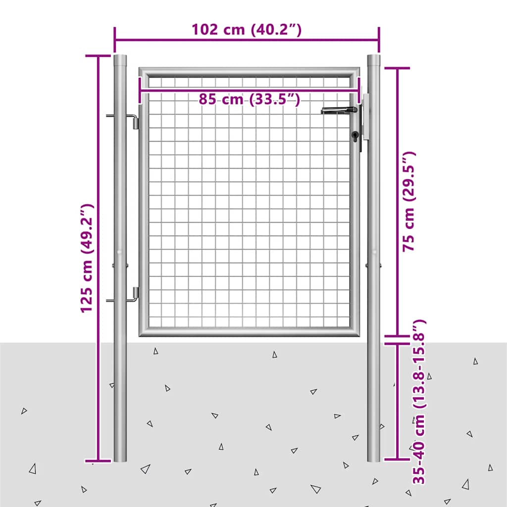 Cancello da Giardino in Acciaio Zincato 100x75 cm Argento