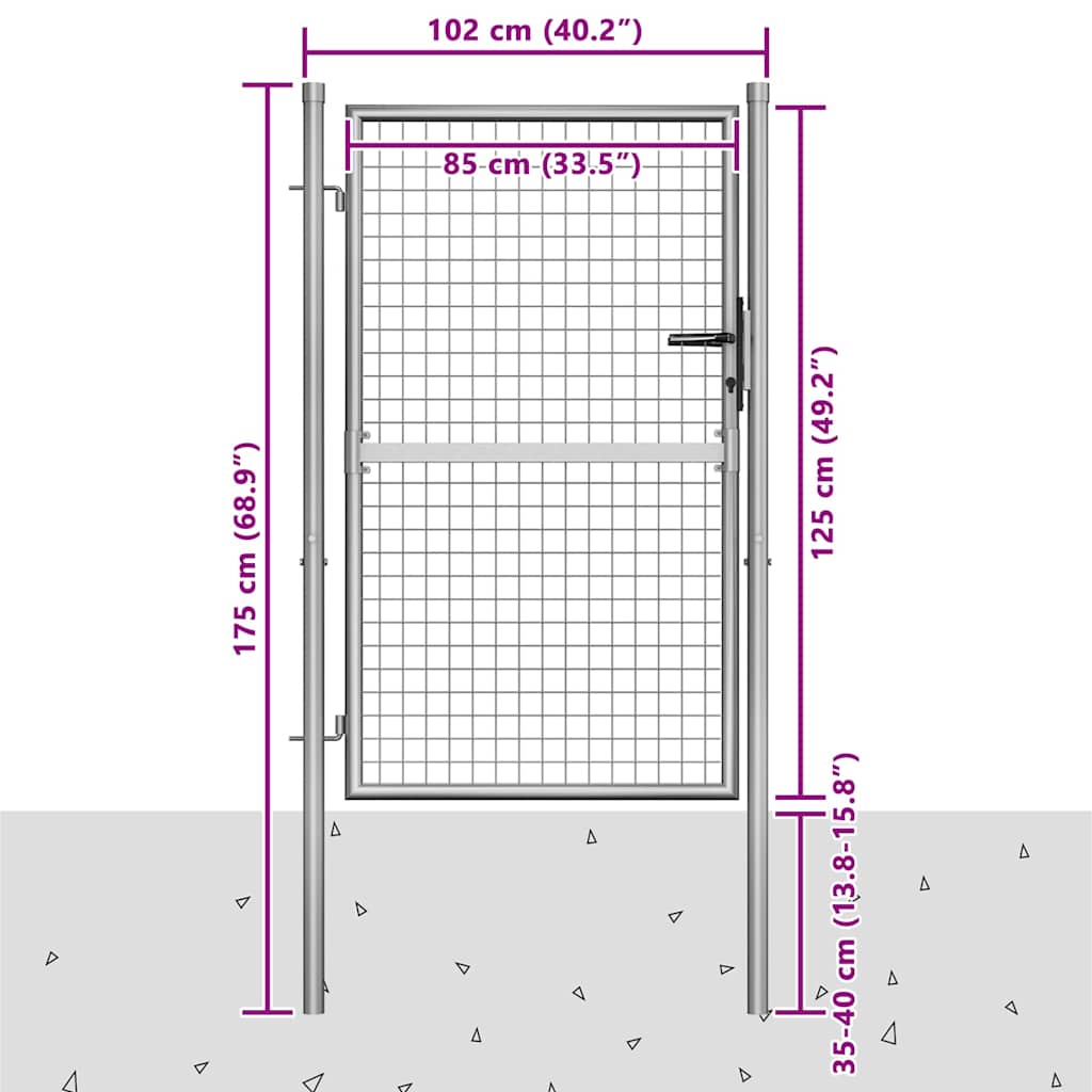 Cancello da Giardino in Acciaio Zincato 100x125 cm Argento