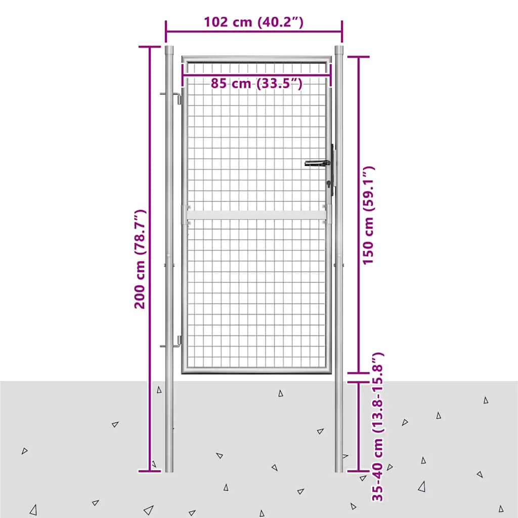 Cancello da Giardino in Acciaio Zincato 100x150 cm Argento