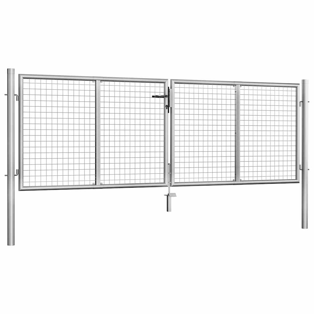 Cancello da Giardino in Acciaio Zincato 300x75 cm Argento
