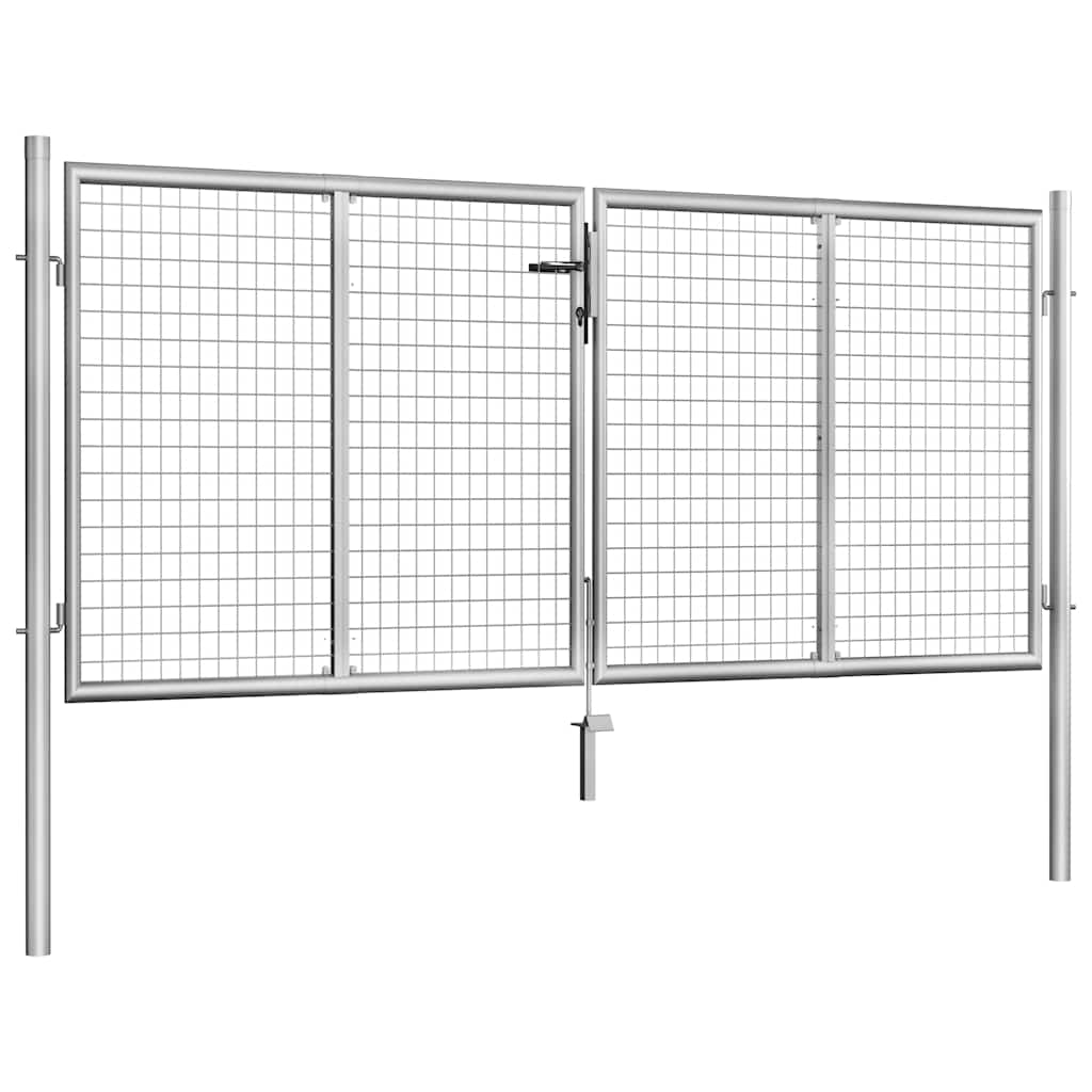 Cancello da Giardino in Acciaio Zincato 300x100 cm Argento