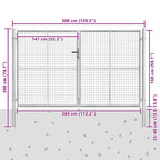 Cancello per Giardino in Acciaio Zincato 306x200 cm Argento