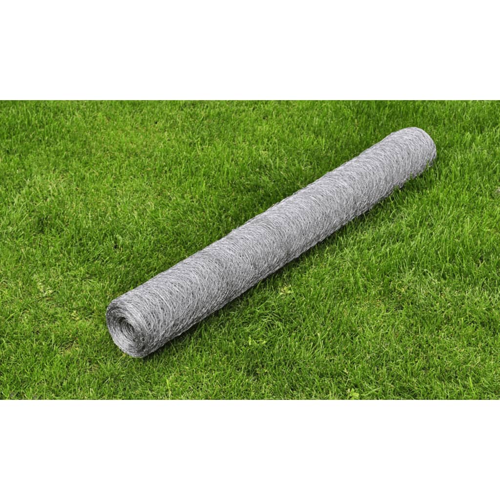 Recinzione in Rete Esagonale Acciaio Zincato 1x25 m Argento