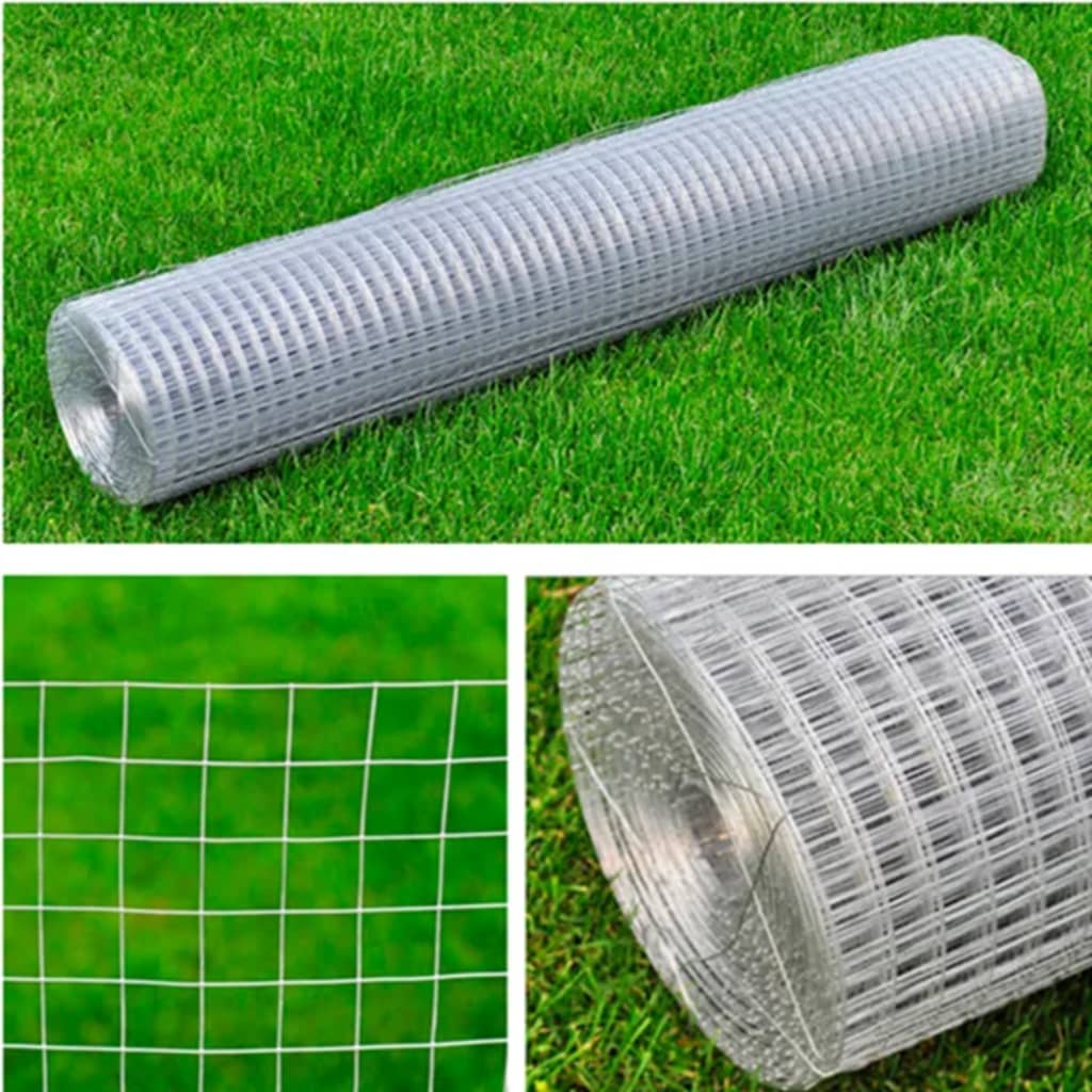 Recinzione in Rete Acciaio Zincato Quadrata 1x25 m Argento