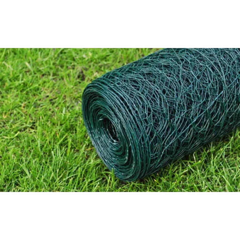 Recinzione in Rete Esagonale Acciaio 1x25 m Verde Scuro