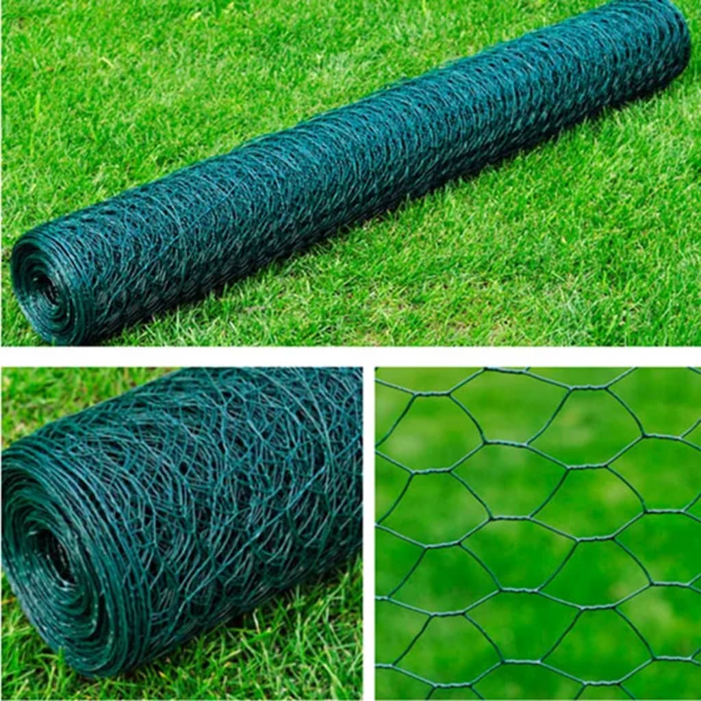 Recinzione in Rete Esagonale Acciaio 1x25 m Verde Scuro