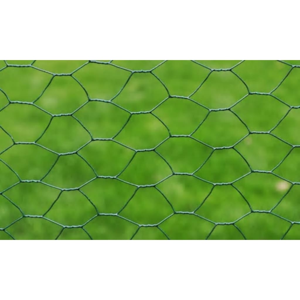 Recinzione in Rete per Pollaio Rivestita in PVC 25x0,5 m Verde
