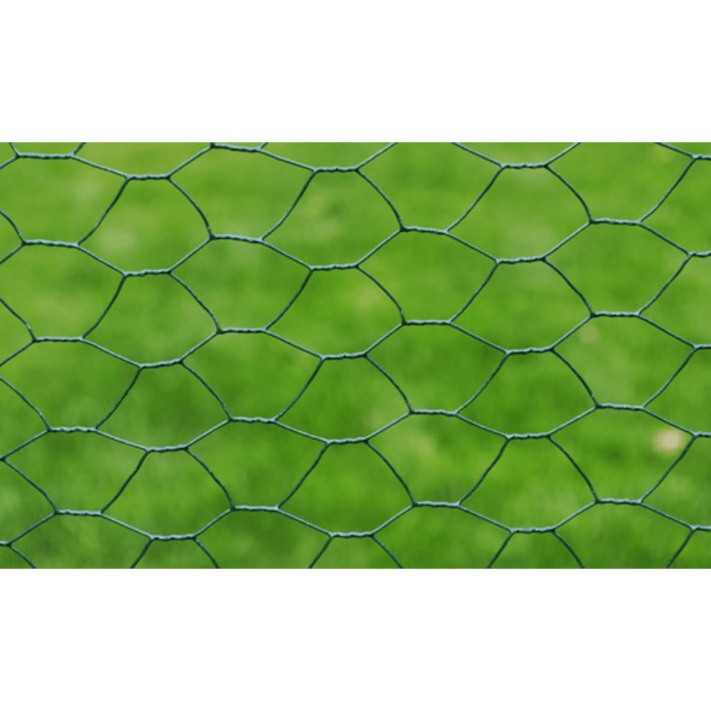 Recinzione in Rete per Pollaio Rivestita in PVC 25x0,5 m Verde Foresta