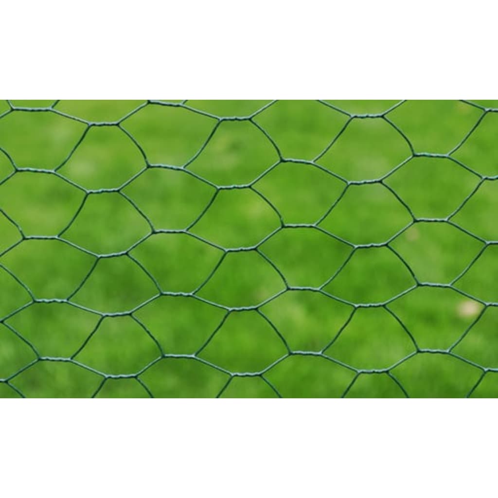 Recinzione in Rete per Pollaio Rivestita in PVC 25x0,5 m Verde