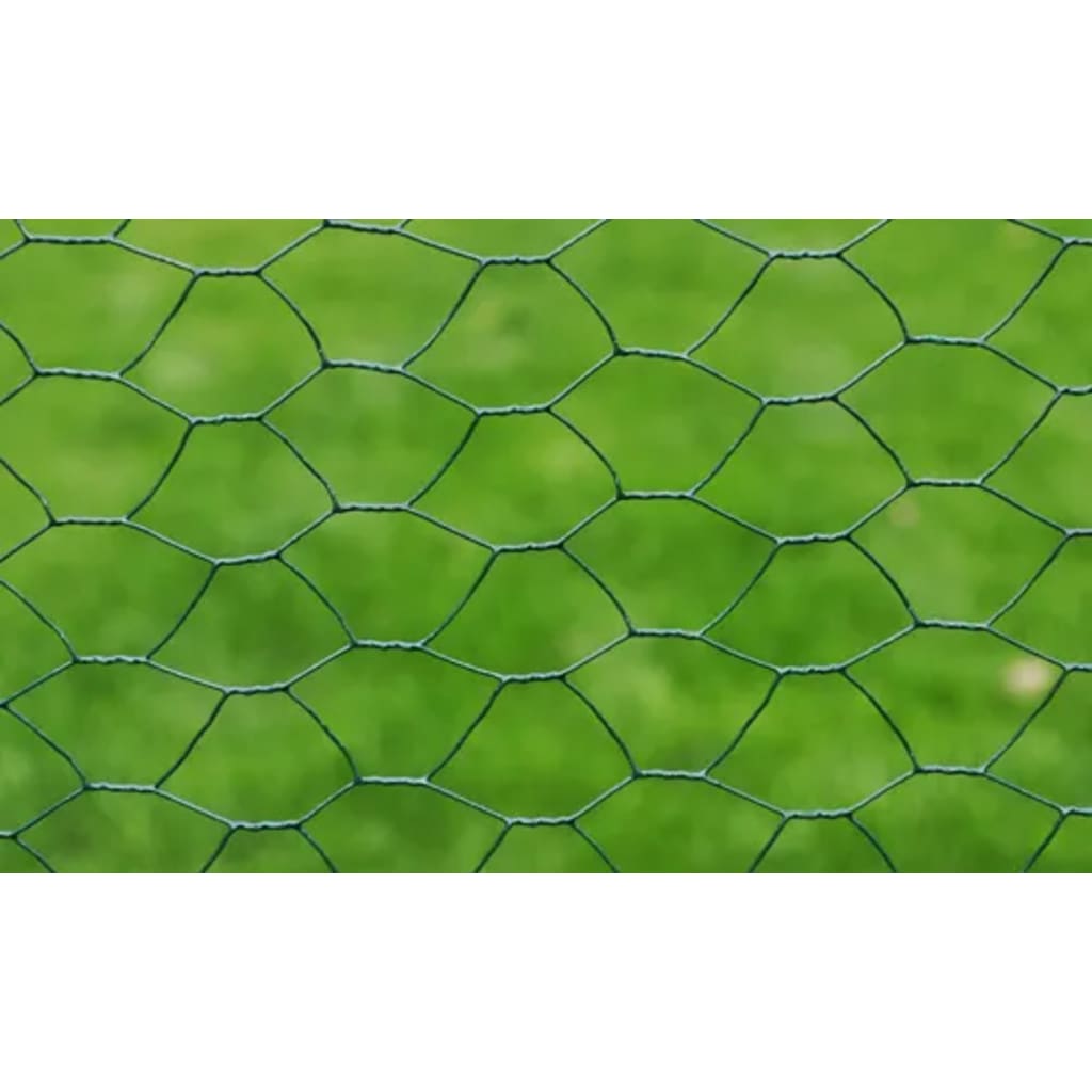 Recinzione in Rete Metallica Rivestita in PVC per Pollaio 25x1 m Verde