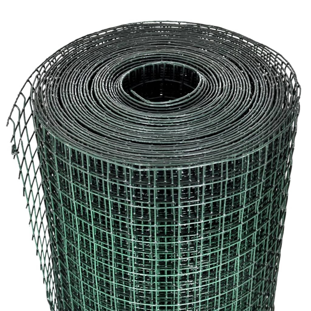 Recinto Pollaio in Rete Metallica Zincata Rivestimento PVC 10x1 m Verde
