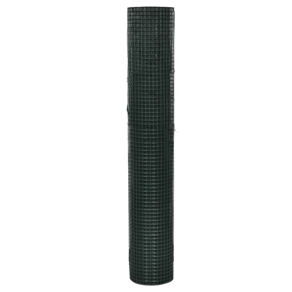 Recinzione in Rete Metallica per Pollaio Rivestita in PVC 25x1 m Verde