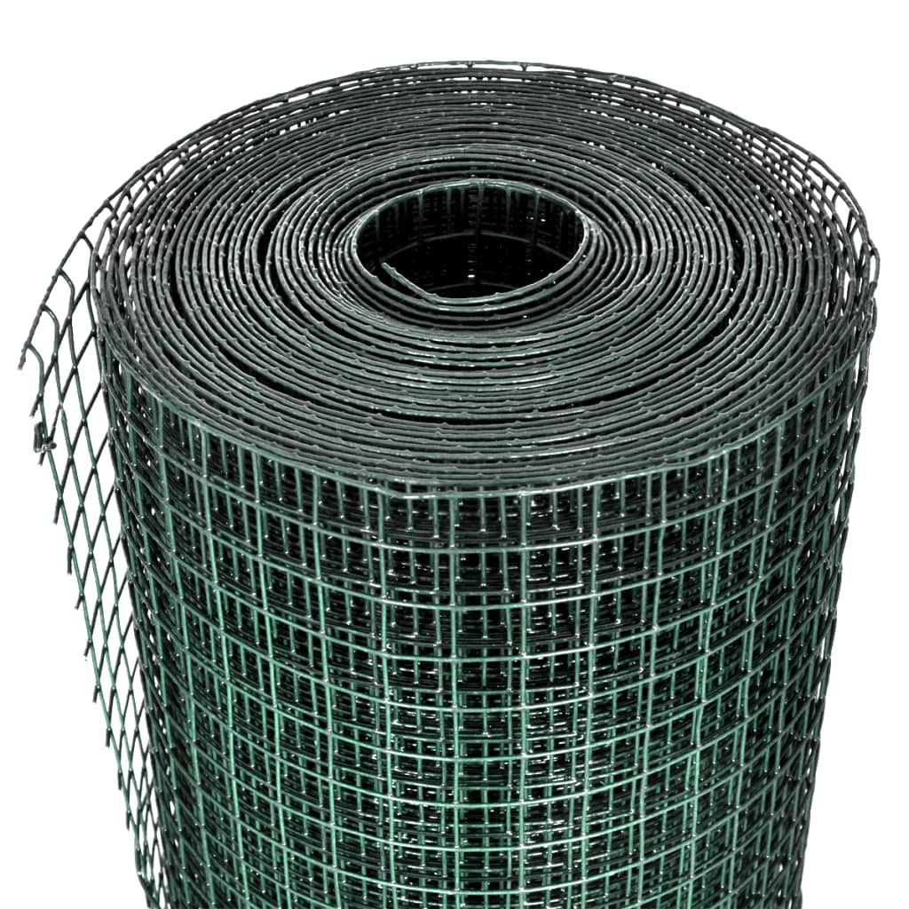 Recinzione in Rete Metallica per Pollaio Rivestita in PVC 25x1 m Verde