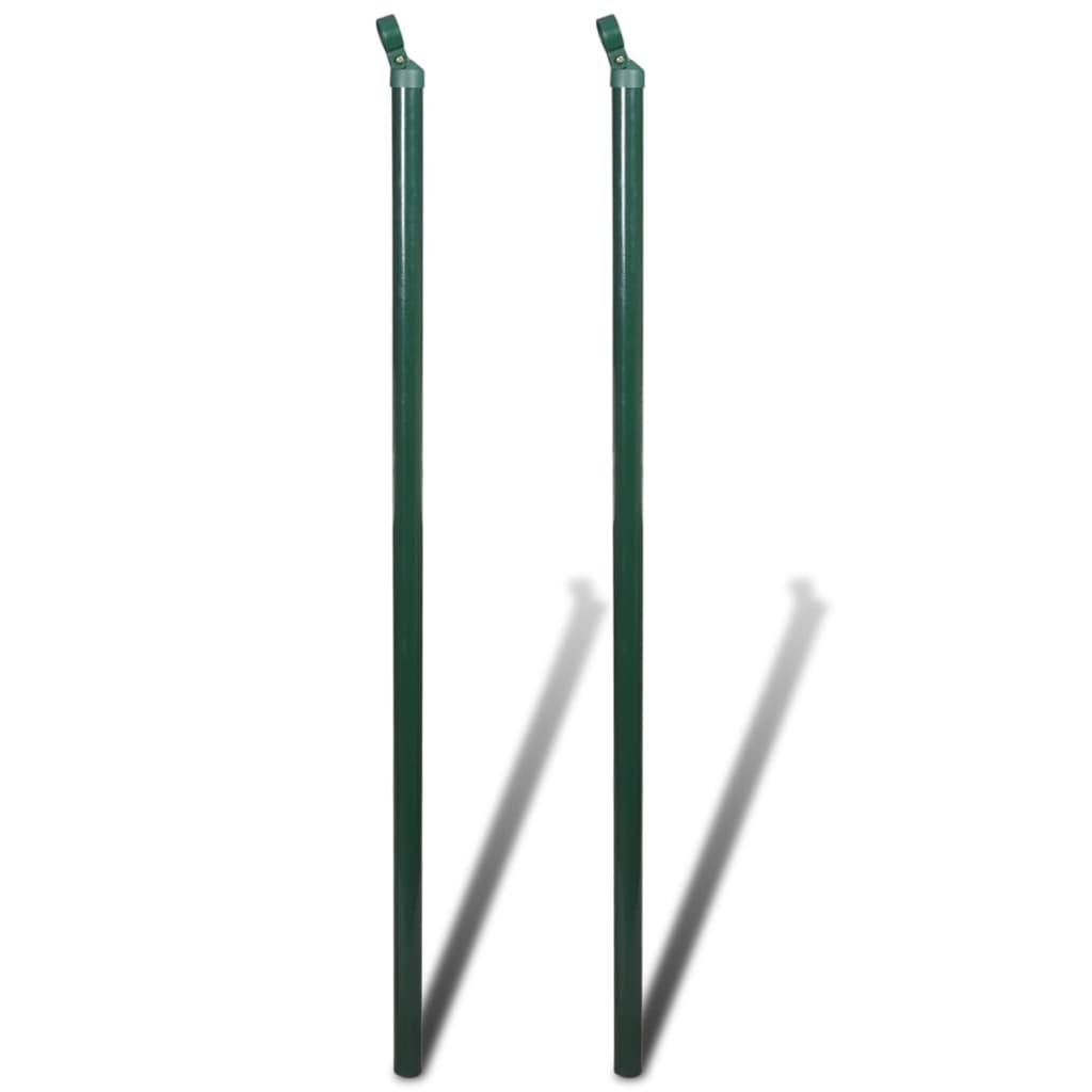Recinzione a Rete in Acciaio con Pali e Spuntoni 0,8x25 m Verde Muschio
