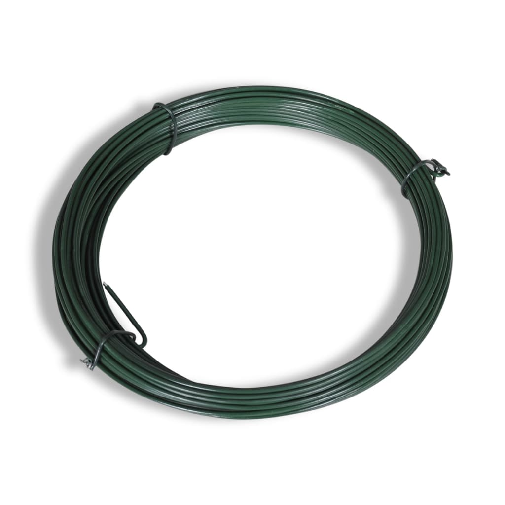Recinzione a Rete in Acciaio con Pali e Spuntoni 0,8x25 m Verde Muschio