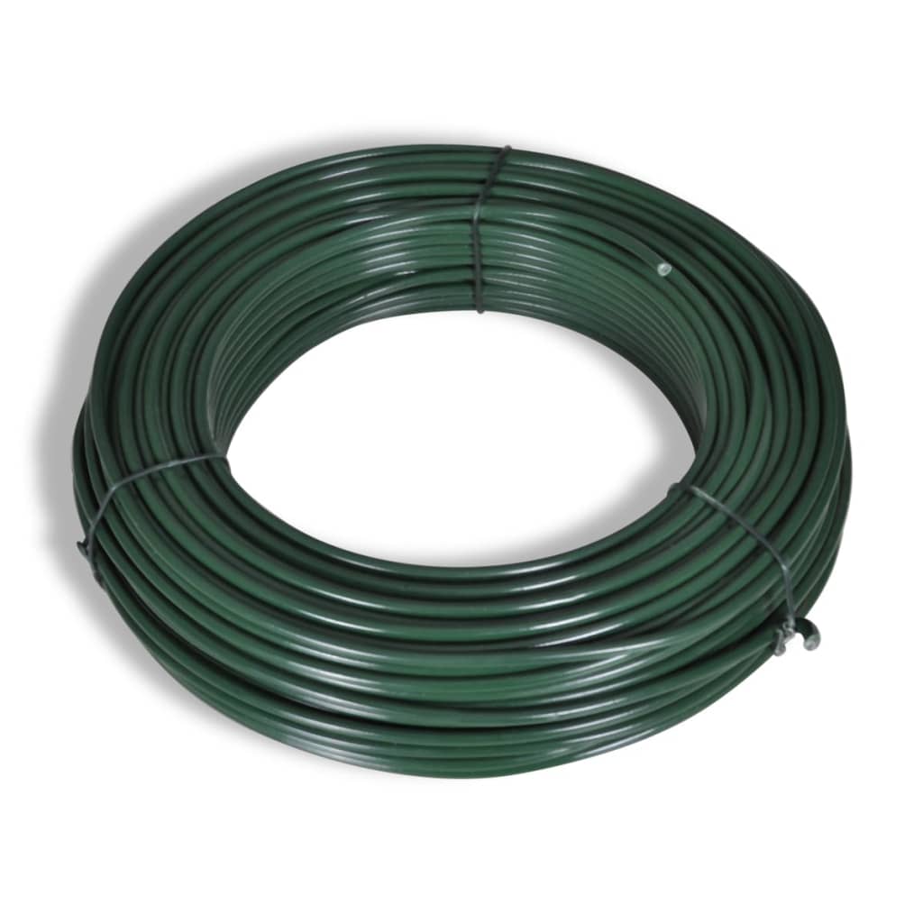 Recinzione a Rete in Acciaio con Pali e Spuntoni 0,8x25 m Verde Muschio