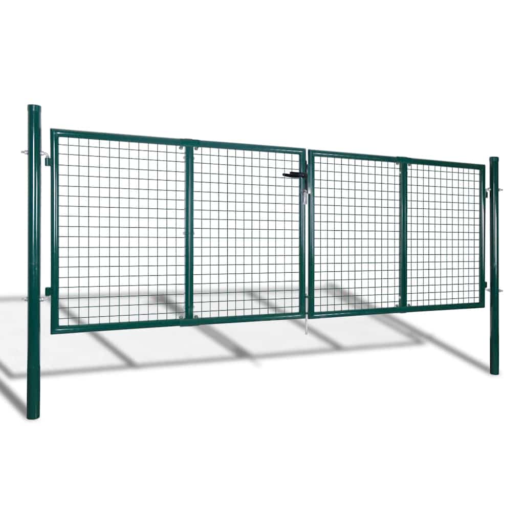 Cancello da Giardino in Rete Acciaio Zincato 300x75 cm Verde Scuro