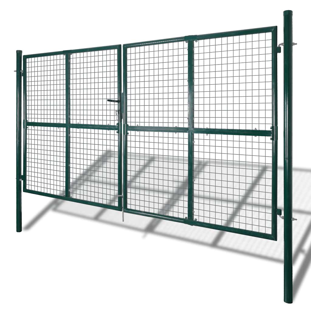 Cancello da Giardino in Rete Metallica 300x175 cm Acciaio Zincato Verde Scuro