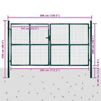 Cancello da Giardino in Rete per Recinzione 300x200 cm Acciaio Zincato Verde Scuro