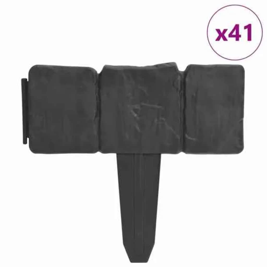 Recinzione Giardino Plastica 41 pz Aspetto Pietra 10 m