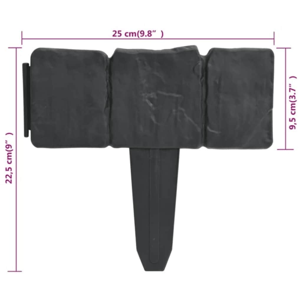 Recinzione Giardino Plastica 41 pz Aspetto Pietra 10 m