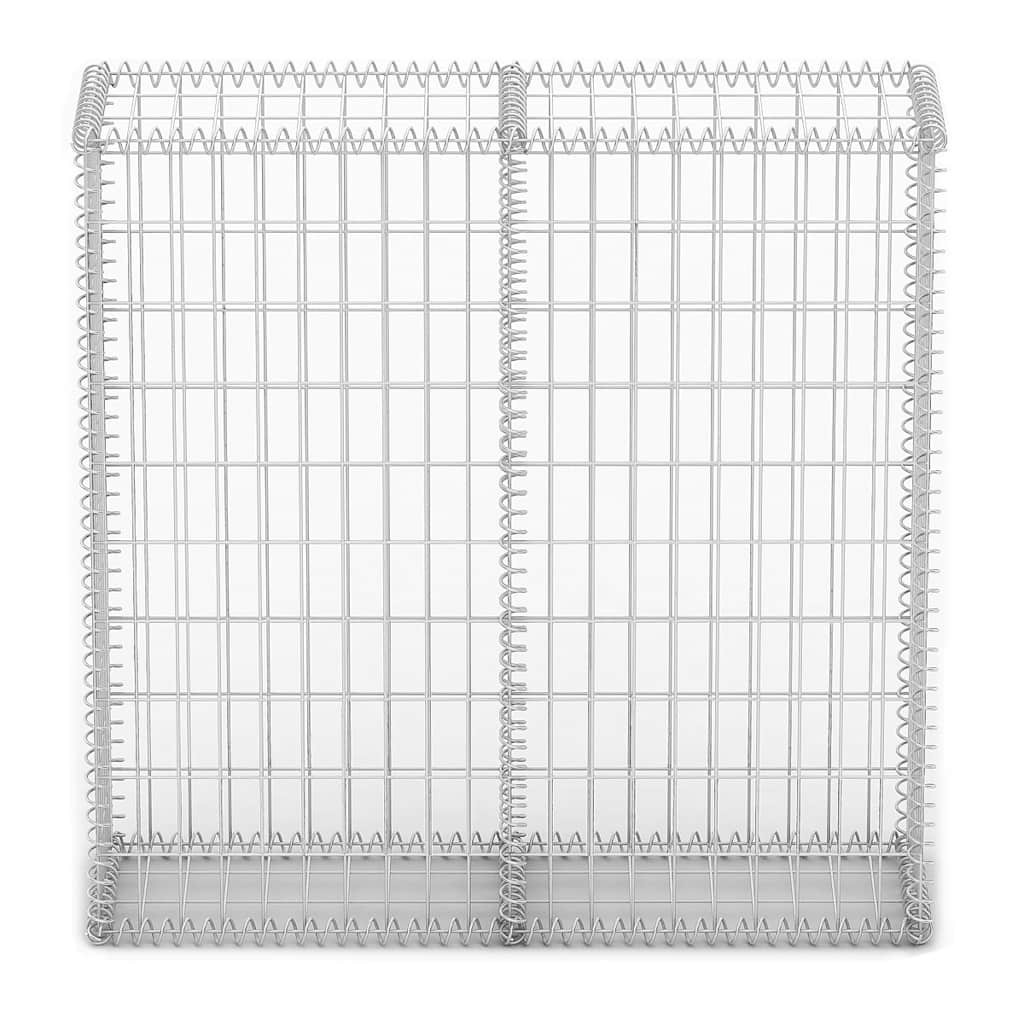 Cesto Gabbione con Coperchio in Filo Zincato 100 x 100 x 30 cm