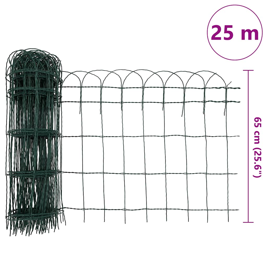 Recinzione per Giardino in Ferro Verniciato a Polvere 25x0,65 m