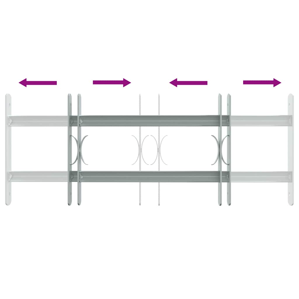 Grate di Sicurezza per Finestre 2 Barre Trasversali 500-650 mm Acciaio Zincato