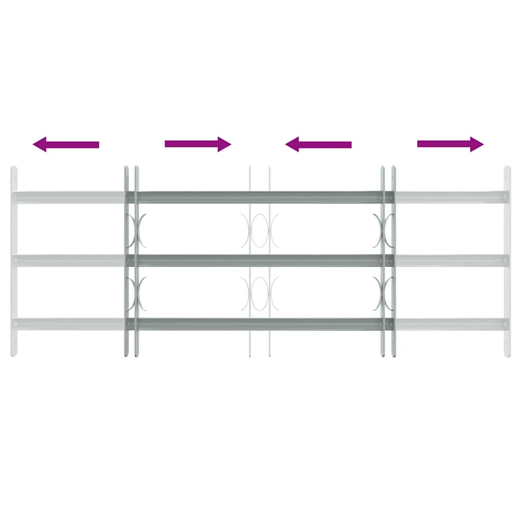 Grate di Sicurezza per Finestre Regolabili 3 Barre Trasversali 700-1050 mm