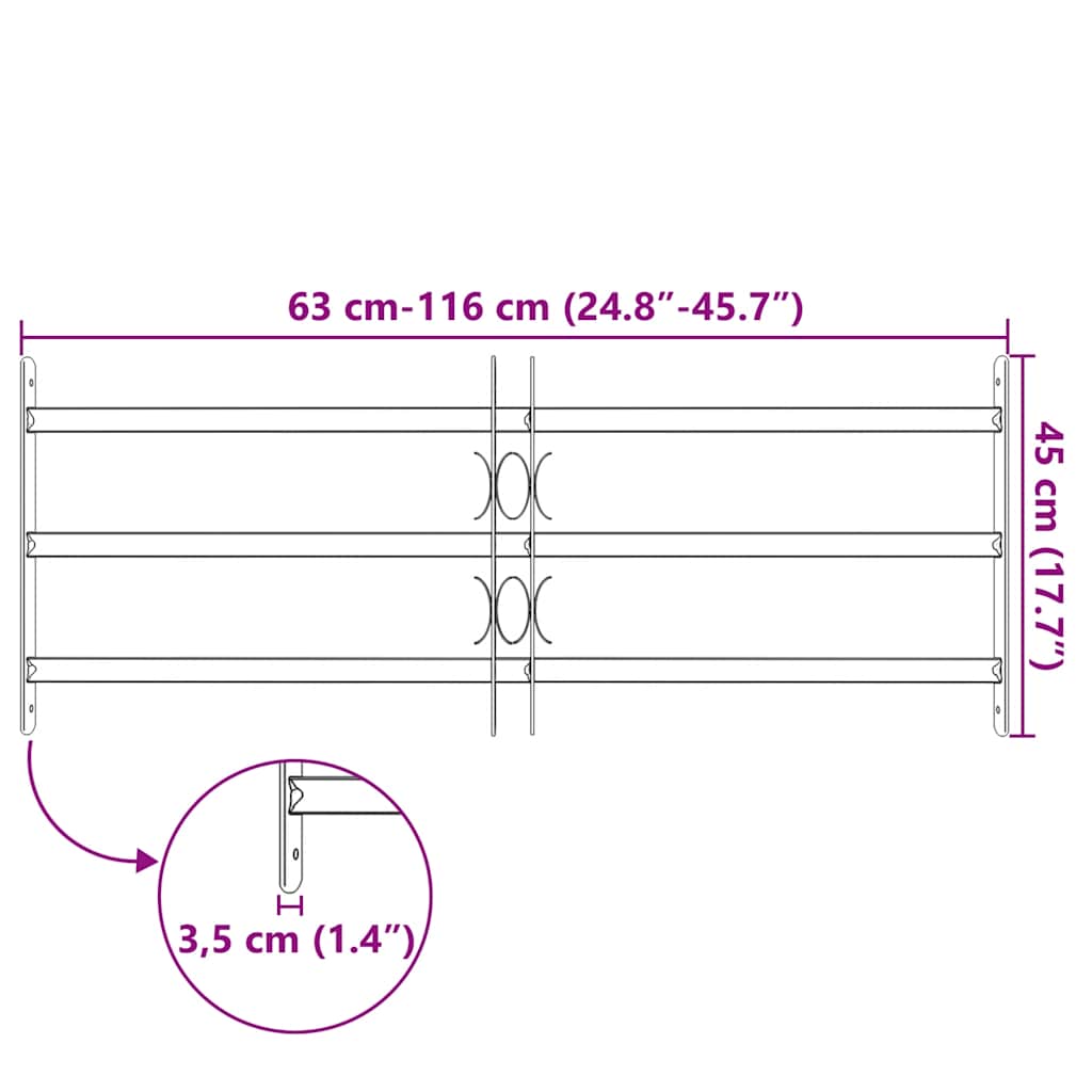 Grate di Sicurezza per Finestre Regolabili 3 Barre Trasversali 700-1050 mm