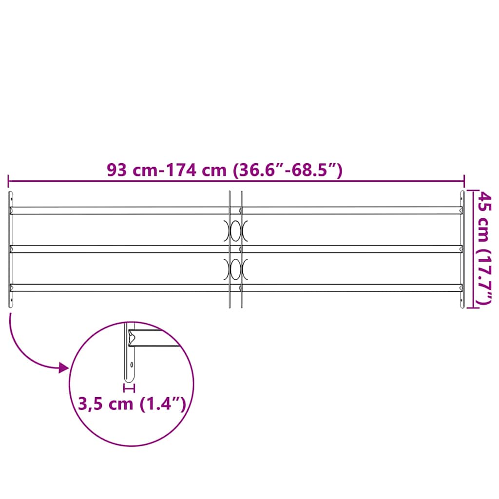 Grate di Sicurezza per Finestre Regolabili 3 Barre Trasversali 1000-1500 mm