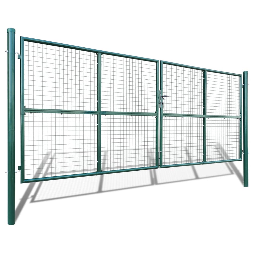 Cancello da Giardino in Rete 400x150 cm Acciaio Zincato Verde Scuro