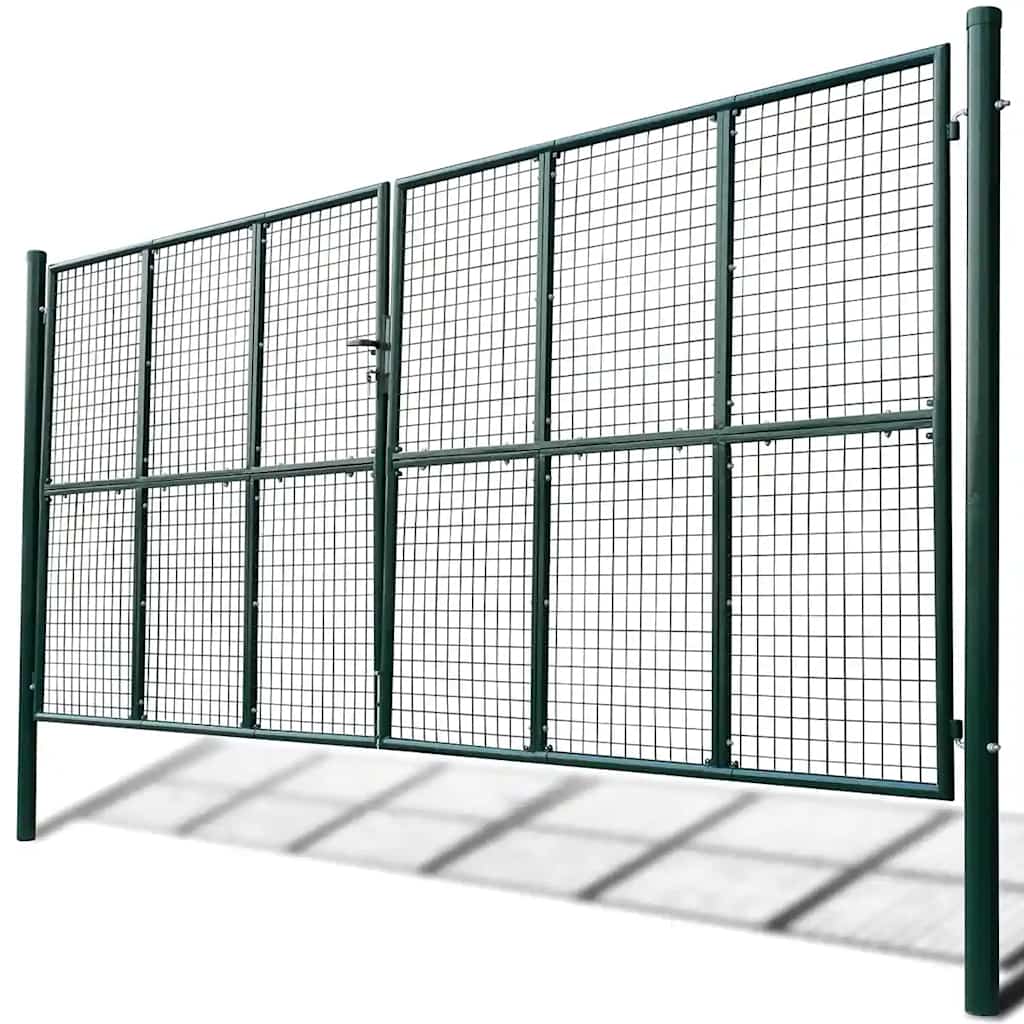 Cancello da Giardino in Rete 400x175 cm Acciaio Zincato Verde Scuro