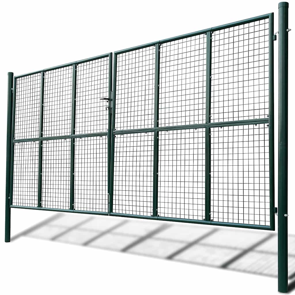 Cancello da Giardino in Rete 400x200 cm Acciaio Zincato Verde Scuro
