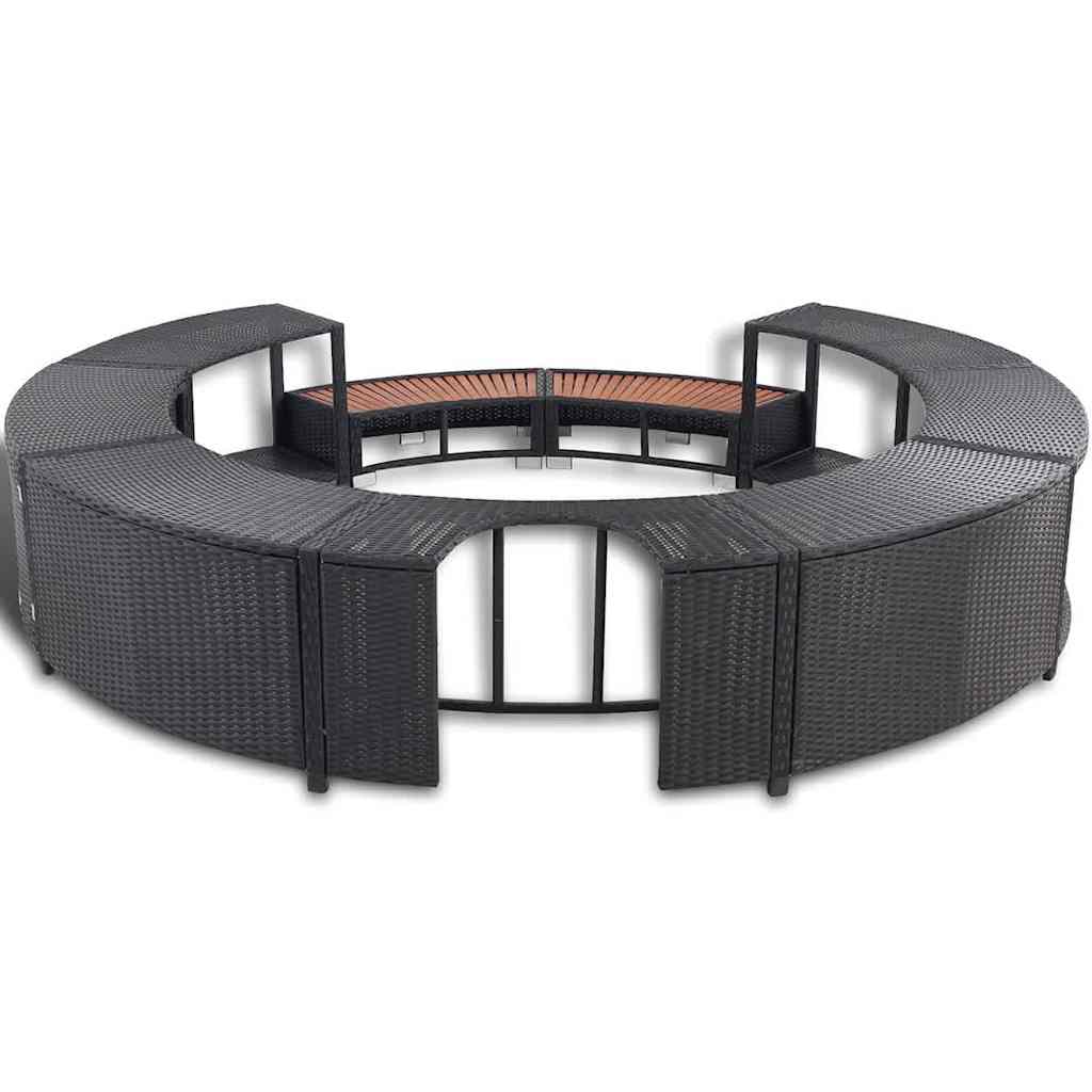 Bordo per Vasca da Spa in Polyrattan Nero