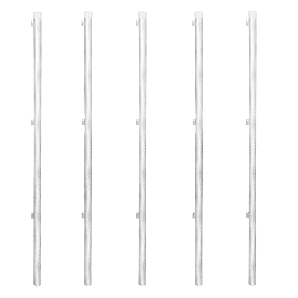 Recinzione a Rete con Pali e Spuntoni Acciaio Zincato 15x1,5 m