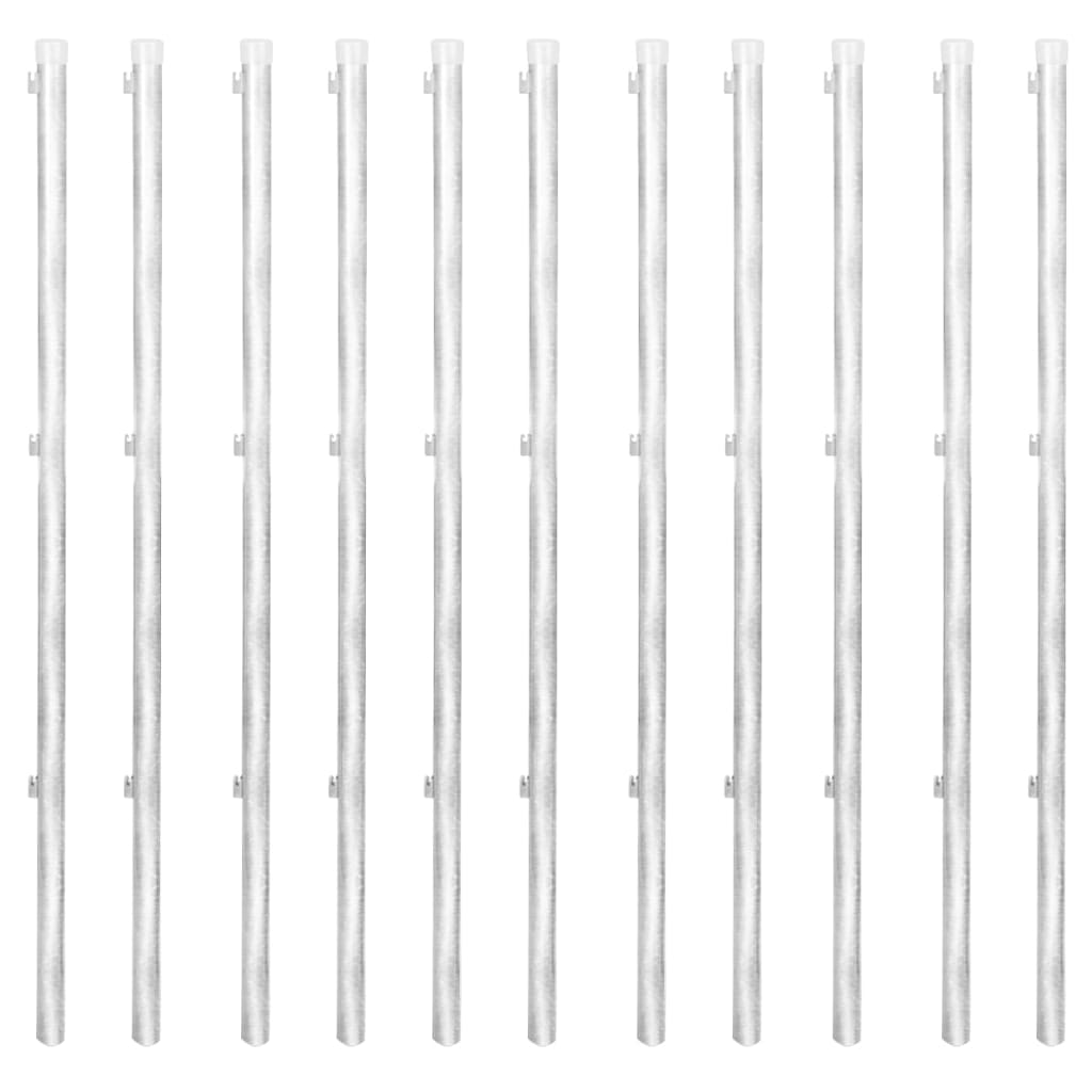 Recinzione a Rete con Pali e Spuntoni Acciaio Zincato 25x1,5 m
