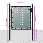Cancello per Recinzione a una Porta Nero 100x75 cm