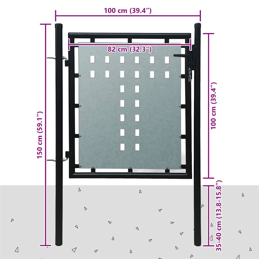 Cancello per Recinzione a una Porta Nero 100x150 cm
