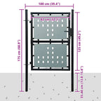 Cancello per Recinzione a una Porta Nero 100x125 cm